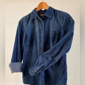 Tommy Hilfiger Women’s Dark Blue Denim Button Down Shirt - XSmall